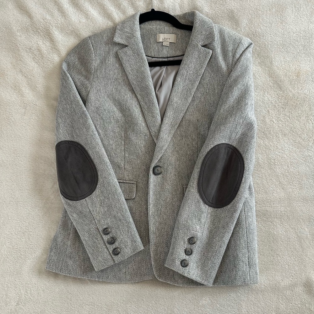 LOFT Gray Women's Blazer with Black Accents